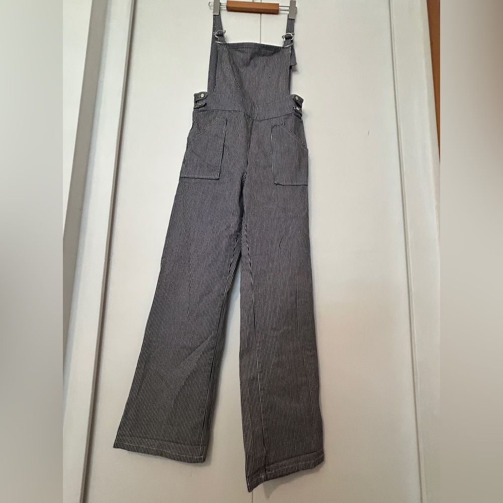 Maje Pitano Black and White Striped Overalls